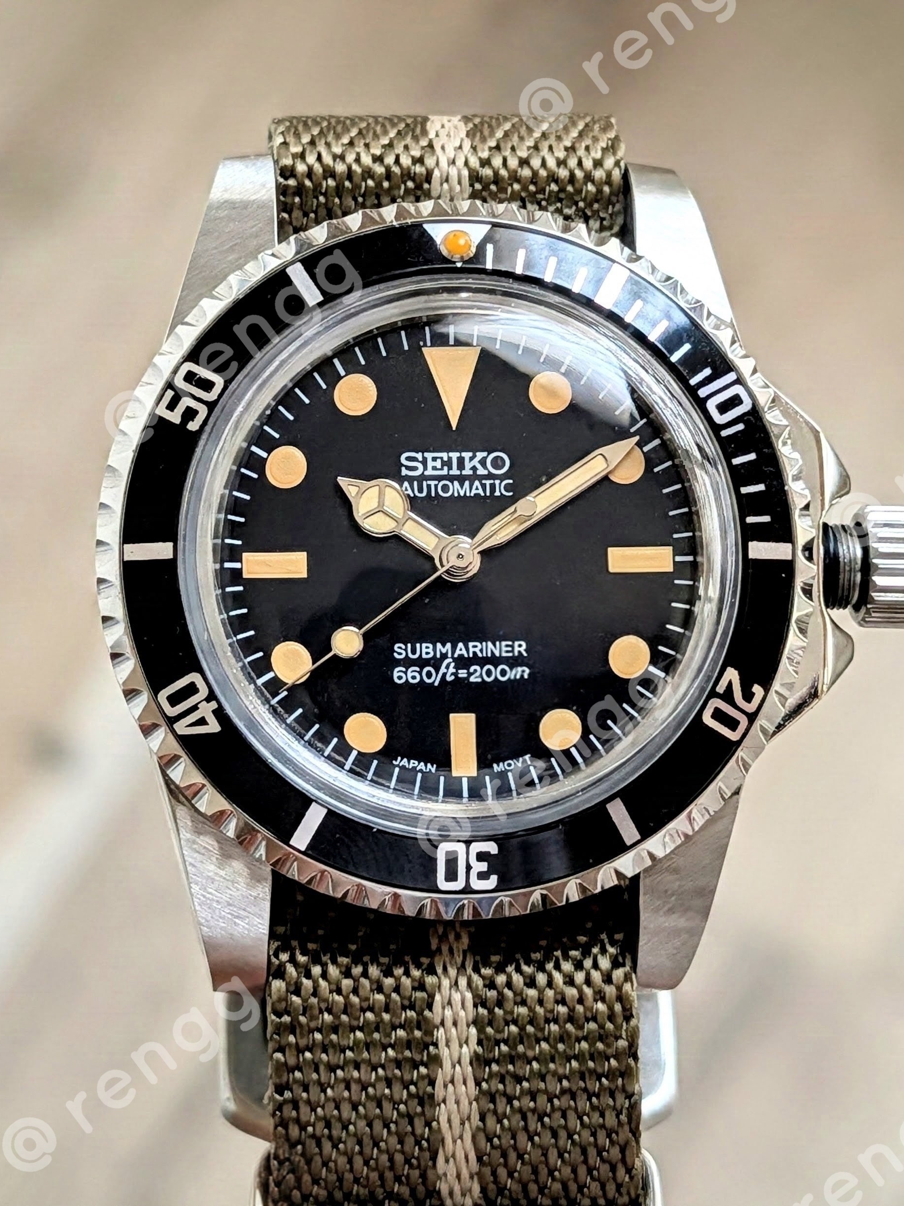 40mm Seiko Vintage Style Submariner Black Dial Mens Mod Watch Sweep Second 40mm Seiko Vintage Style Submariner Black Dial Mens Mod Watch Sweep Second